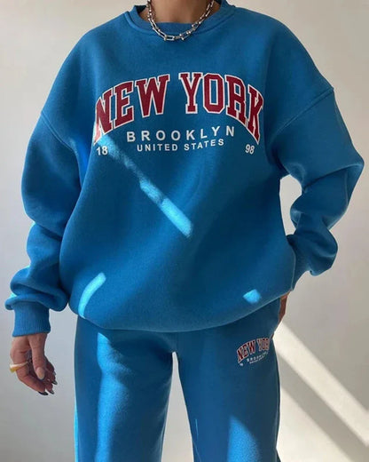 Luźna bluza oversize z napisem New York