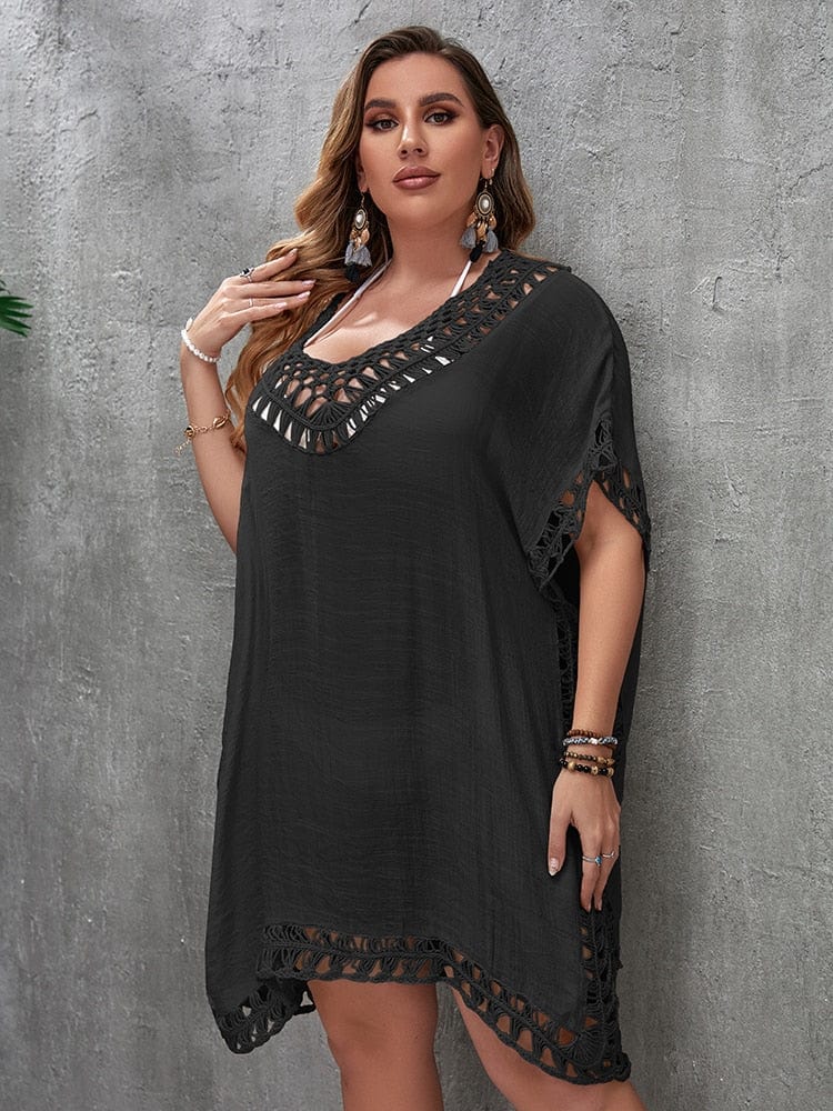 Suknia plażowa plus size z wiązaniem na szyi