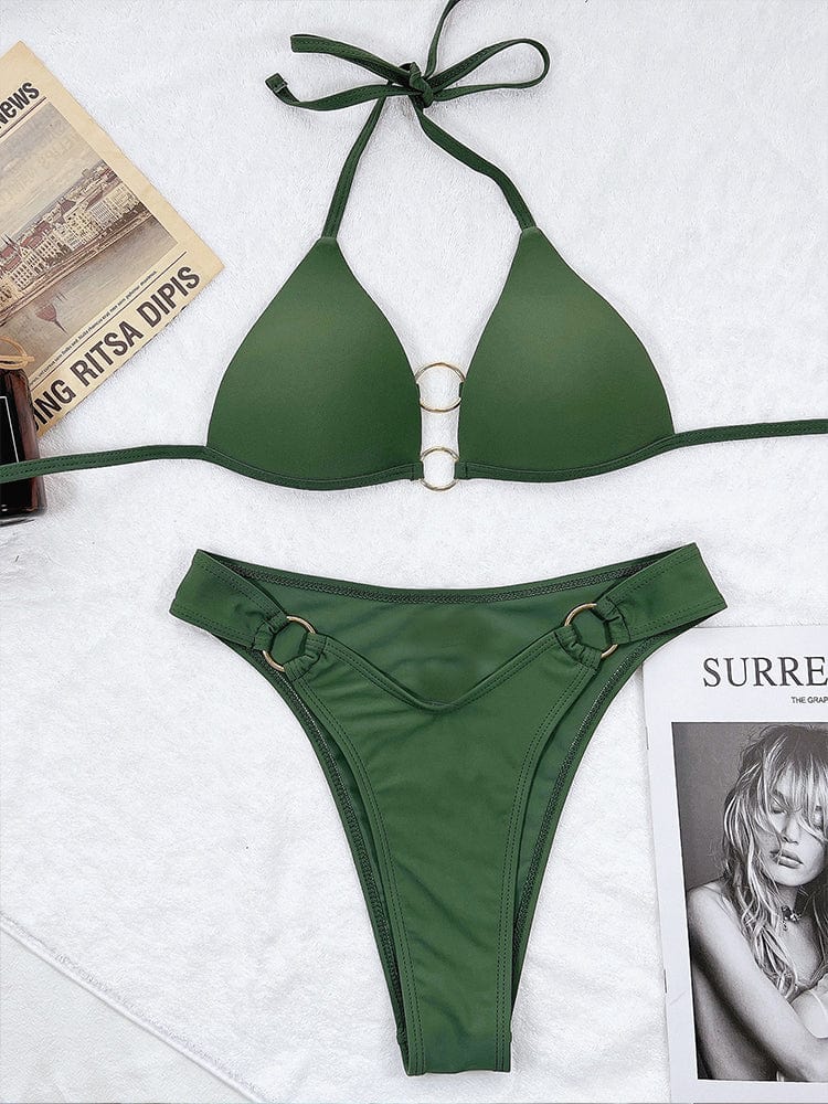 Usztywniane bikini z ozdobnymi pierścieniami