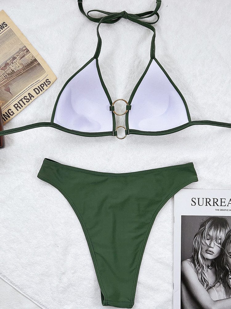 Usztywniane bikini z ozdobnymi pierścieniami