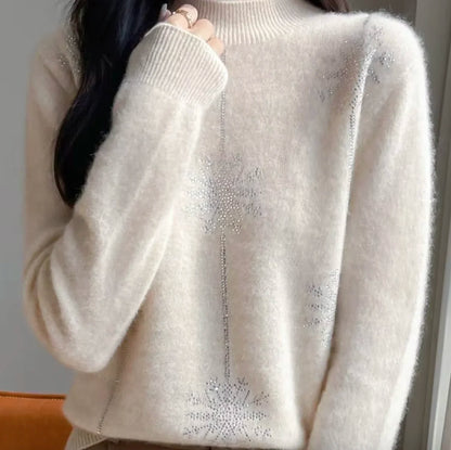 Miękki sweter z ozdobnymi śnieżynkami