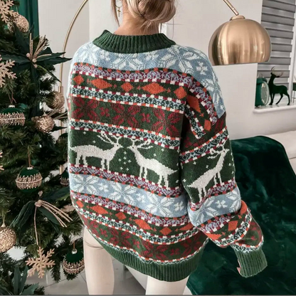 Mięsisty sweter z motywem zimowym