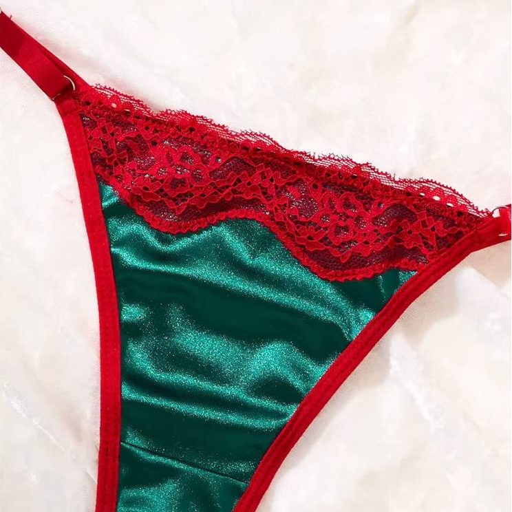 Świąteczny komplet bielizny z welurowym biustonoszem