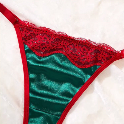 Świąteczny komplet bielizny z welurowym biustonoszem