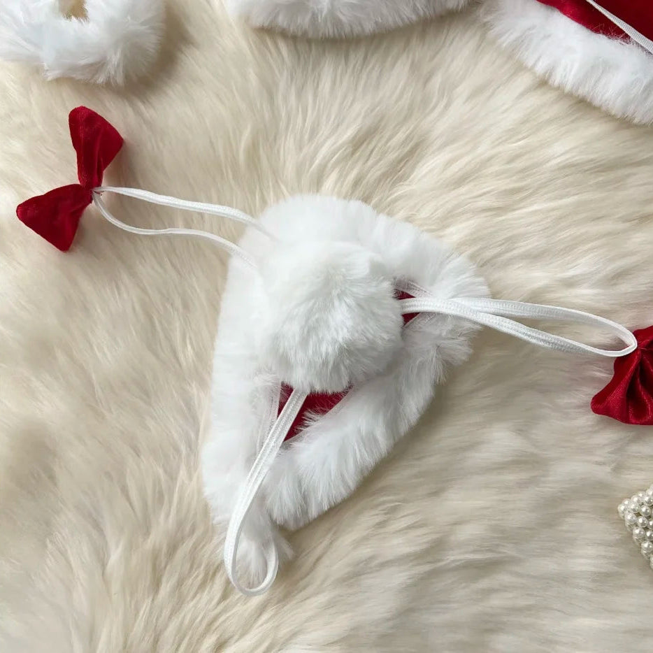 Zmysłowy komplet bielizny świątecznej z puszkiem