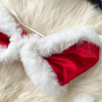 Zmysłowy komplet bielizny świątecznej z puszkiem