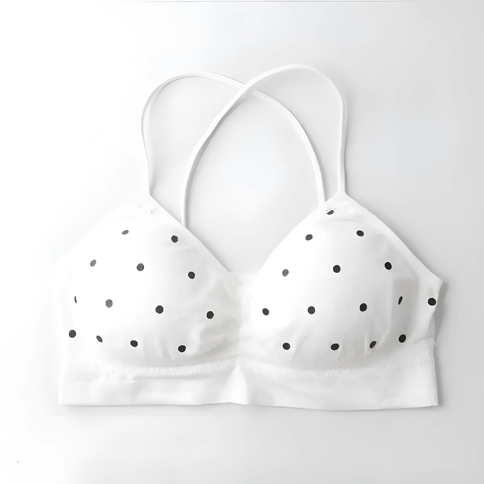 Biały Biustonosz bralette w kropki