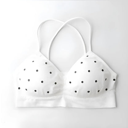 Biały Biustonosz bralette w kropki