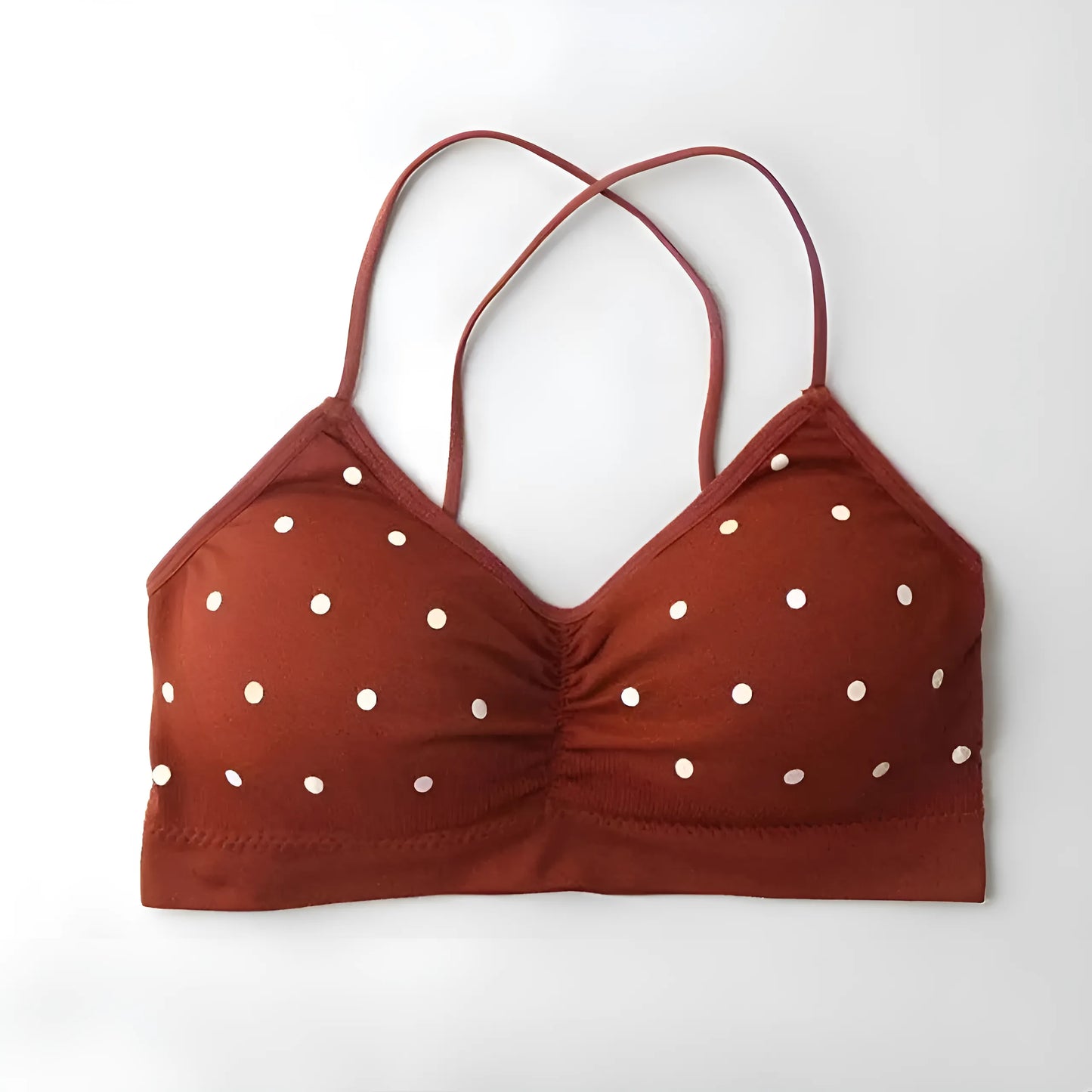 Brązowy Biustonosz bralette w kropki