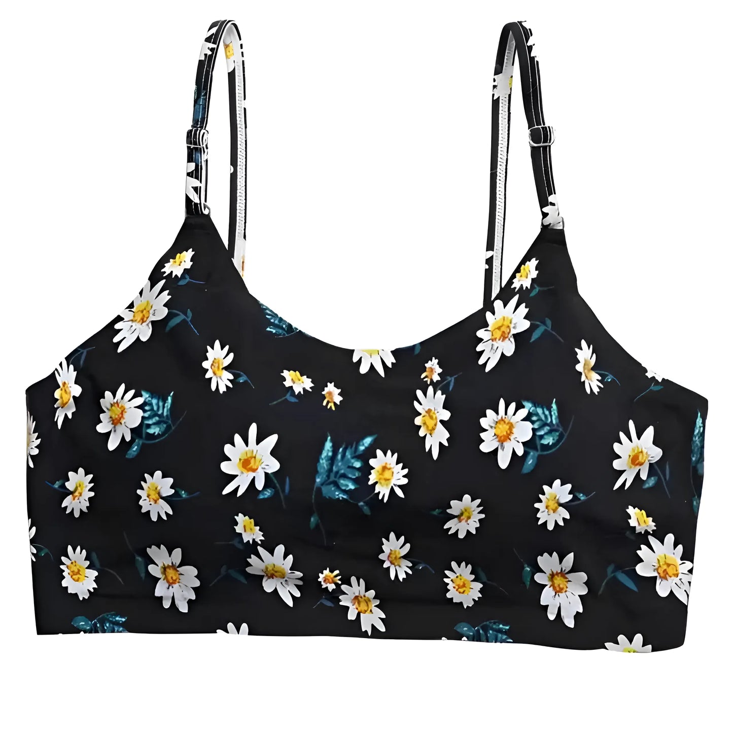 Czarny Biustonosz bralette w kolorowe wzory