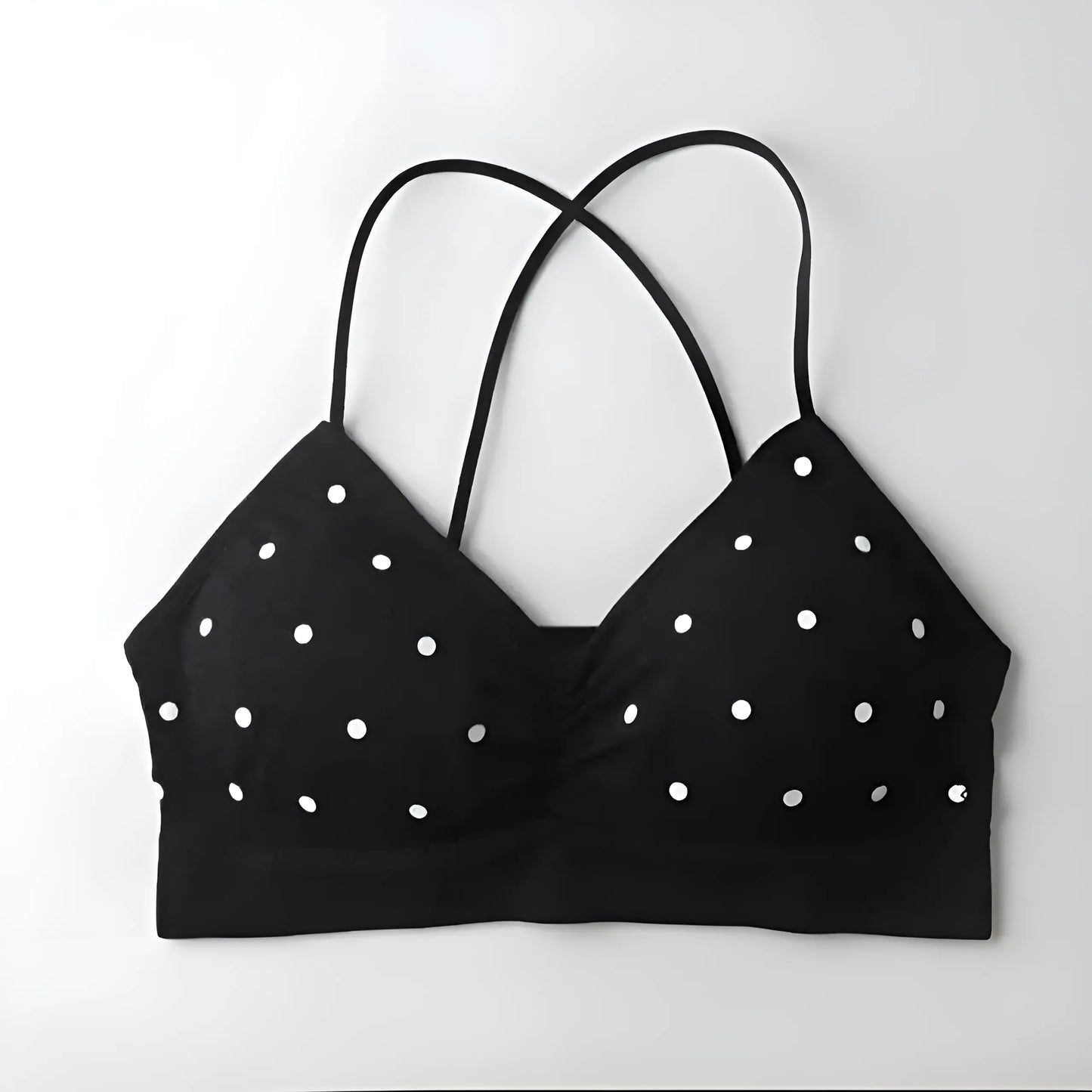 Czarny Biustonosz bralette w kropki