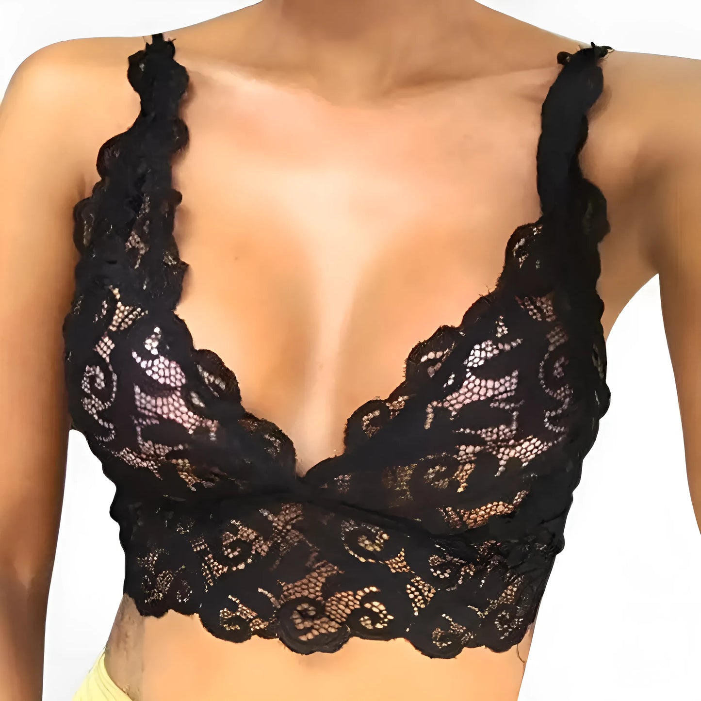 Czarny Biustonosz koronkowy bralette