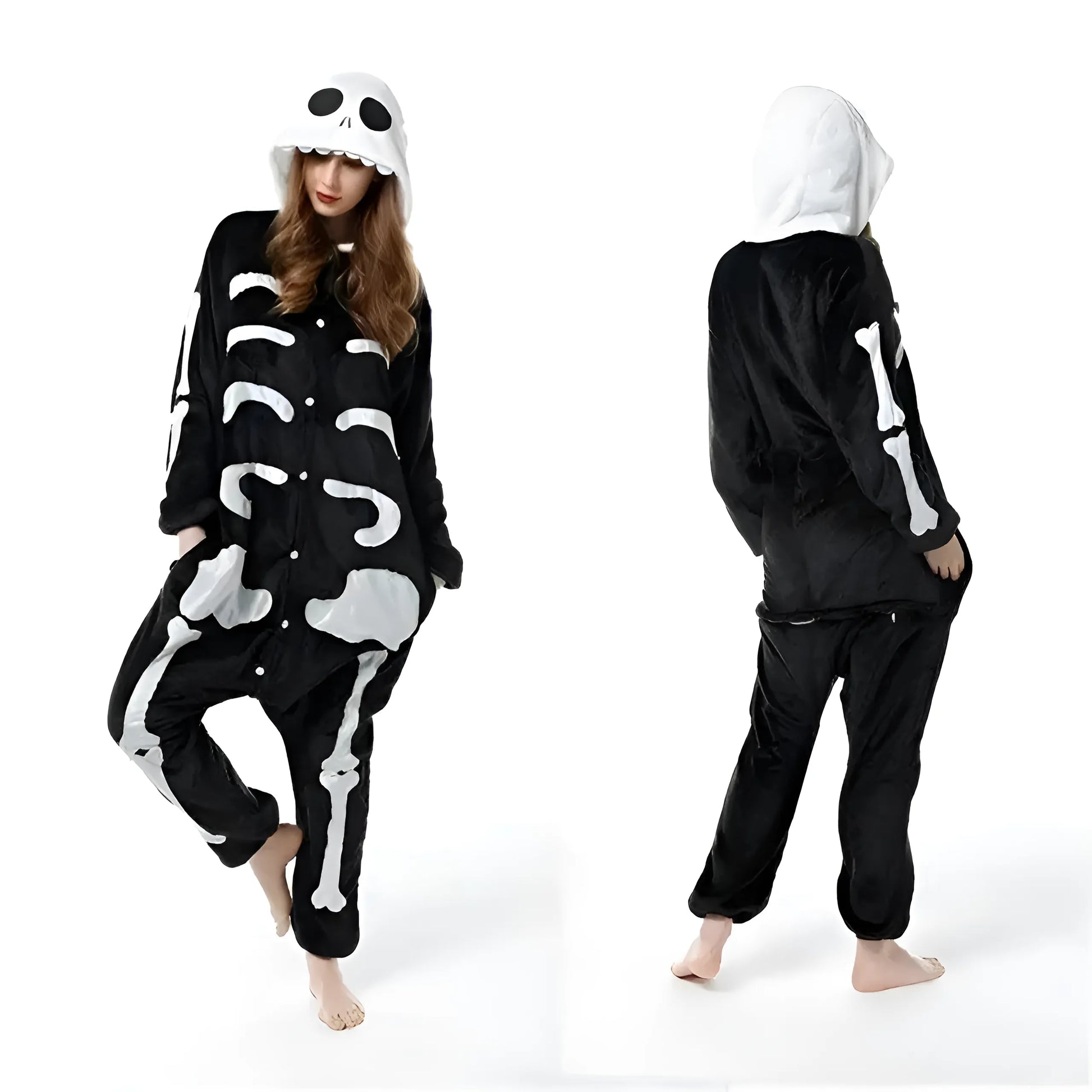 Czarny Onesie w formie szkieletu