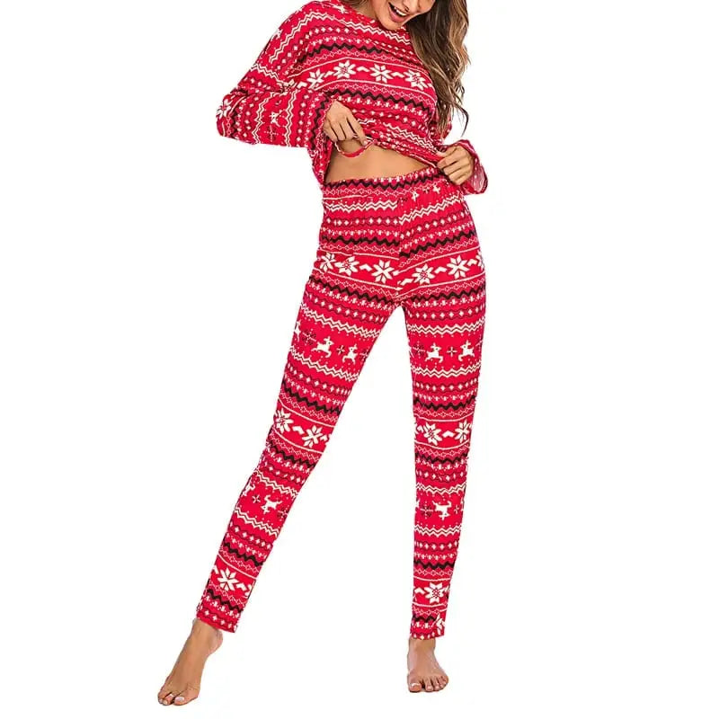 Długa piżama damska z motywem świątecznym