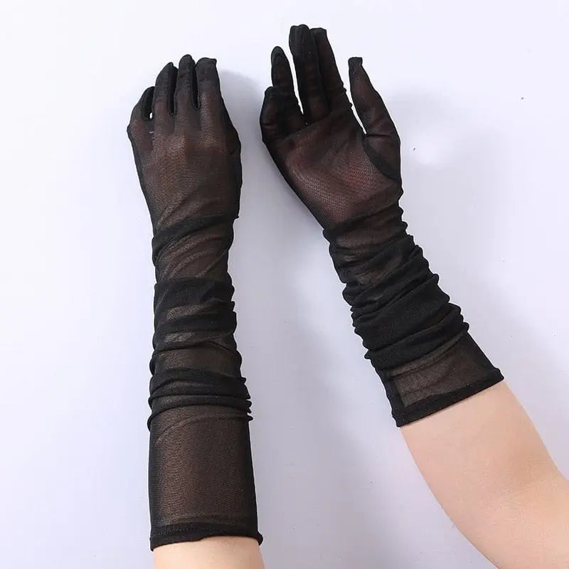 Długie przezroczyste rękawiczki - Czarny / Uniwersalny