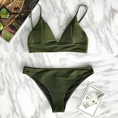  Dwuczęściowy strój kąpielowy bikini w kolorze khaki