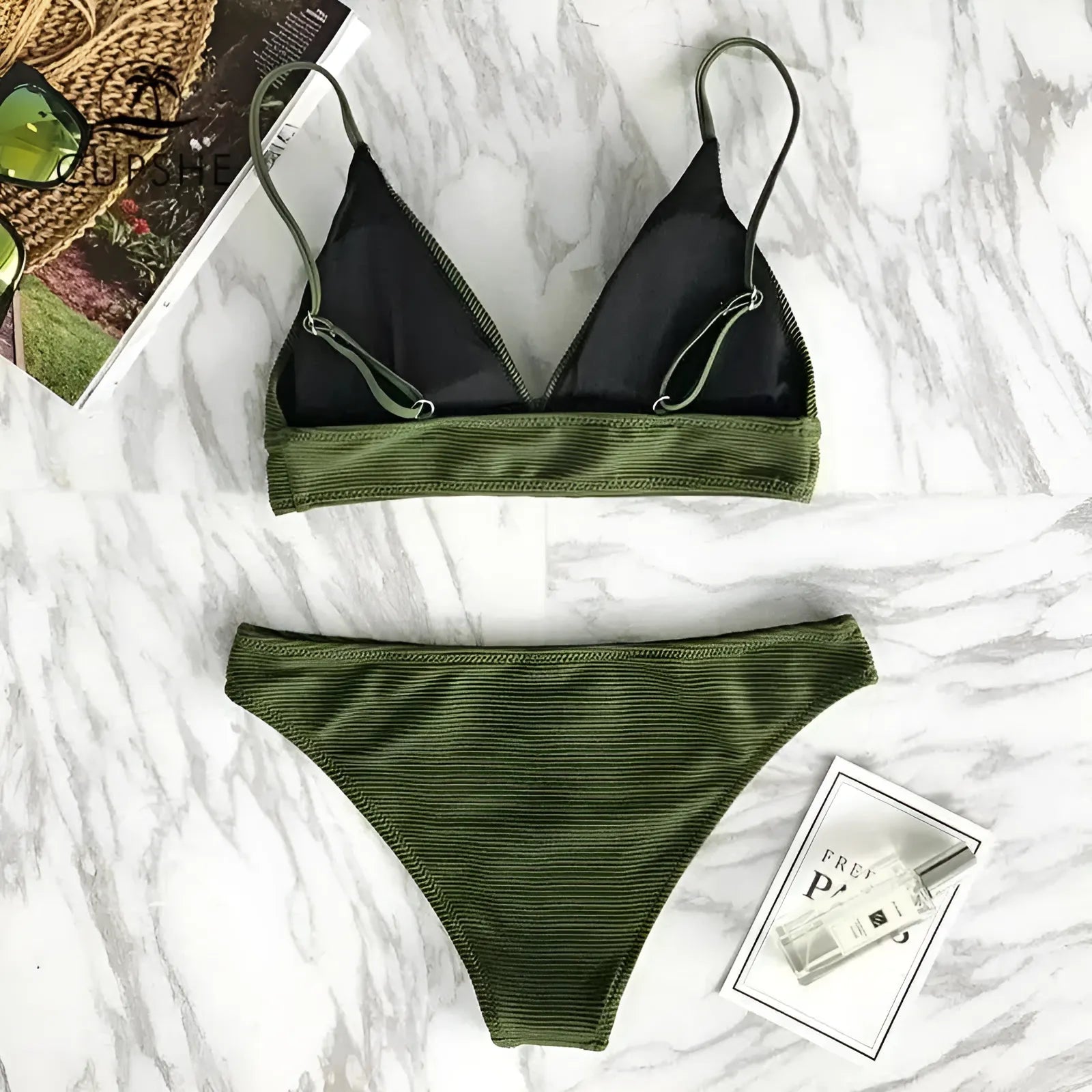  Dwuczęściowy strój kąpielowy bikini w kolorze khaki