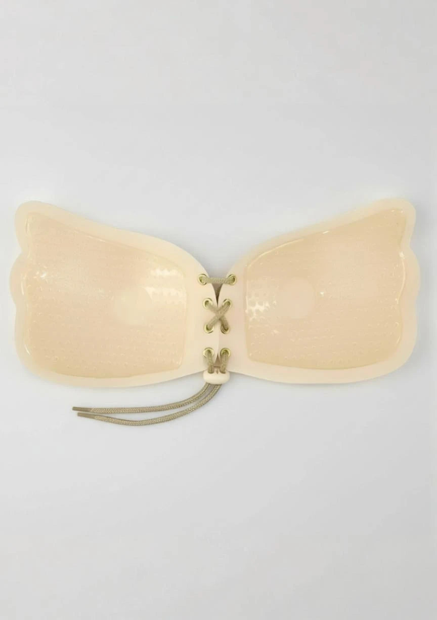 Motylkowy biustonosz samonośny ze ściągaczem