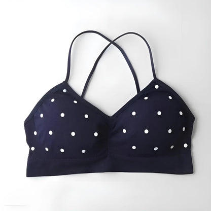 Granatowy Biustonosz bralette w kropki