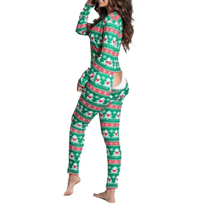 Jednoczęściowa piżama damska w świąteczne wzory