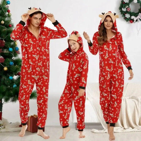 Jednoczęściowa piżama męska ze świątecznym motywem - Czerwony / S