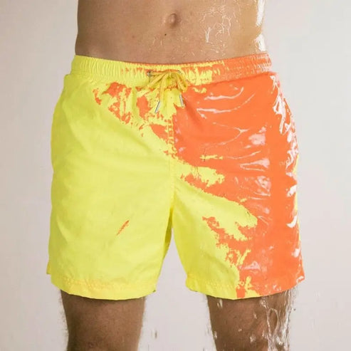 Kąpielówki męskie zmieniające kolor - Żółto-pomarańczowy / S