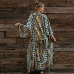 Kimono plażowe w azteckie wzory - Niebieski / Uniwersalny