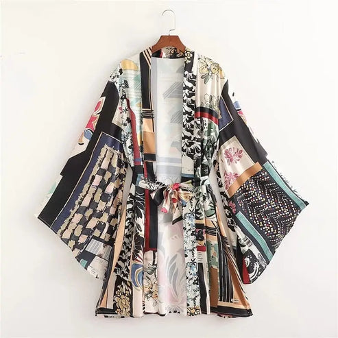 Kolorowe kimono plażowe - Kolorowy / S