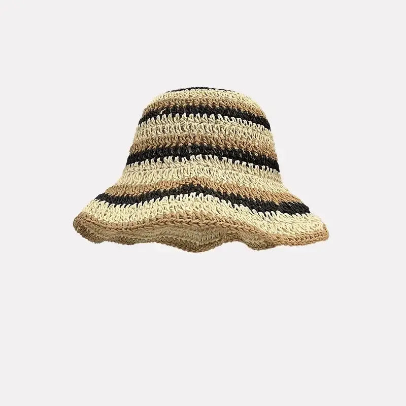 Kolorowy kapelusz słomkowy - Beżowy / Uniwersalny