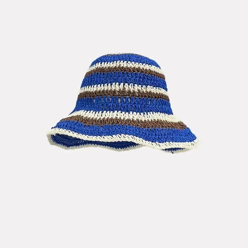 Kolorowy kapelusz słomkowy - Niebieski / Uniwersalny