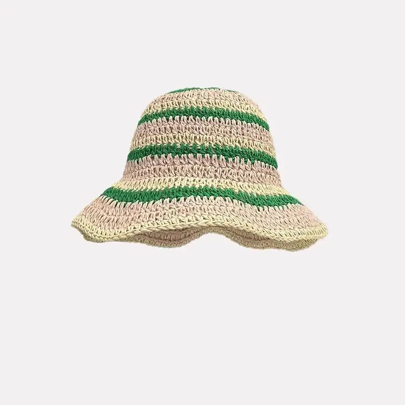Kolorowy kapelusz słomkowy - Zielony / Uniwersalny