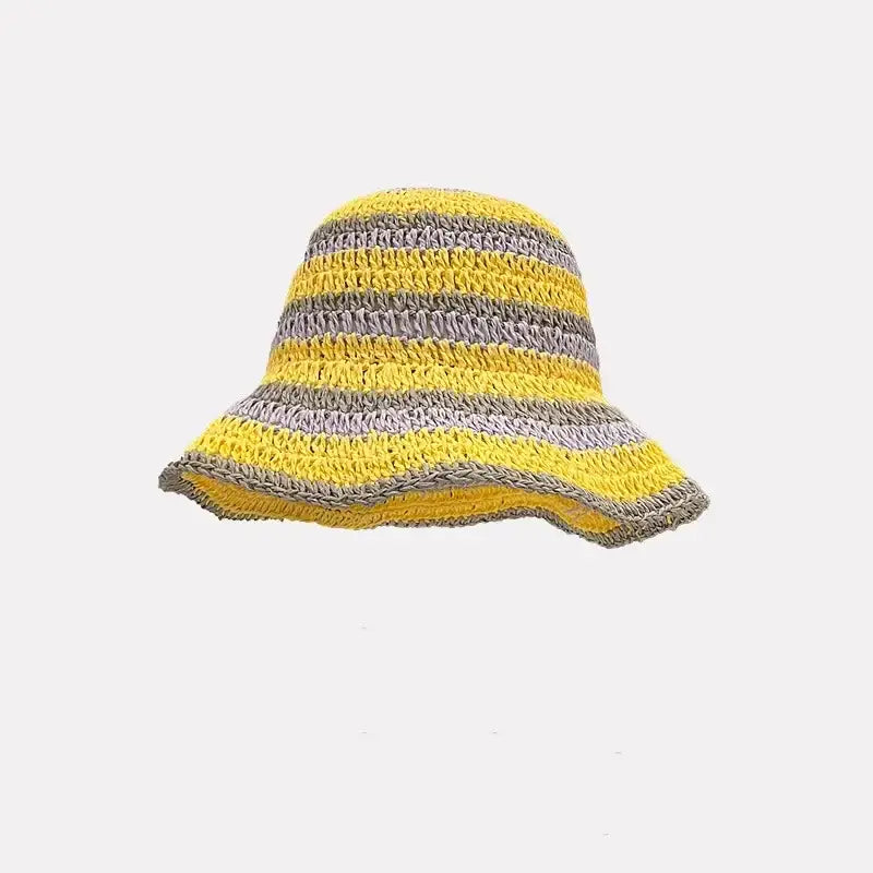 Kolorowy kapelusz słomkowy - Żółty / Uniwersalny