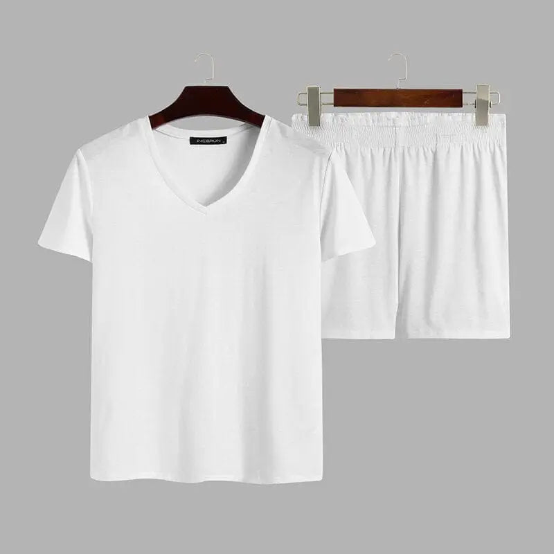 Krótka piżama męska - Biały / S