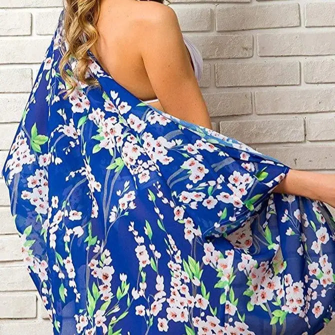 Krótkie kimono plażowe - Niebieski / S/M