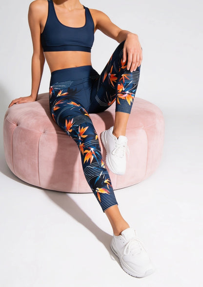 Sportowe legginsy z motywem kwiatów