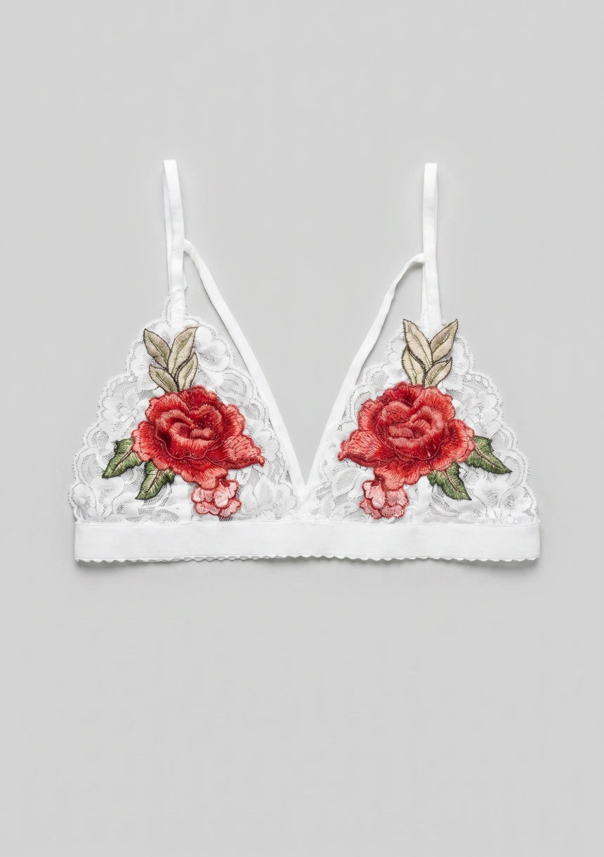 Biustonosz koronkowy bralette z kwiatkami