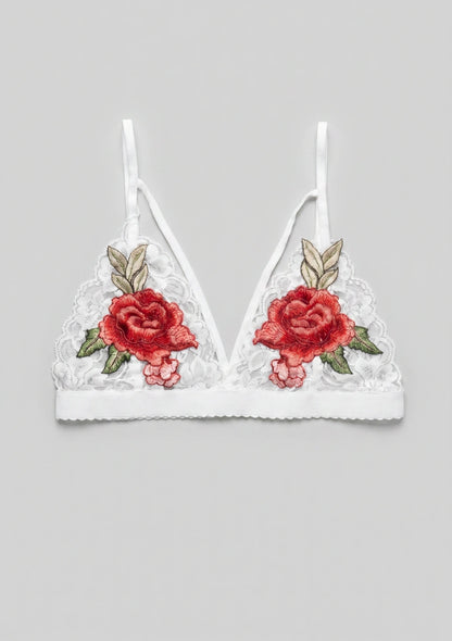 Biustonosz koronkowy bralette z kwiatkami
