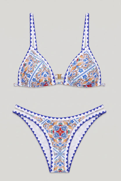 Dwuczęściowy strój kąpielowy bikini w geometryczne wzory
