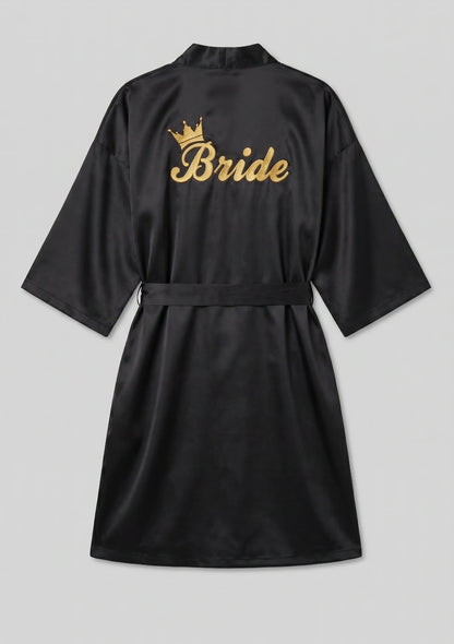 Szlafrok satynowy dla Panny Młodej z napisem "Bride"