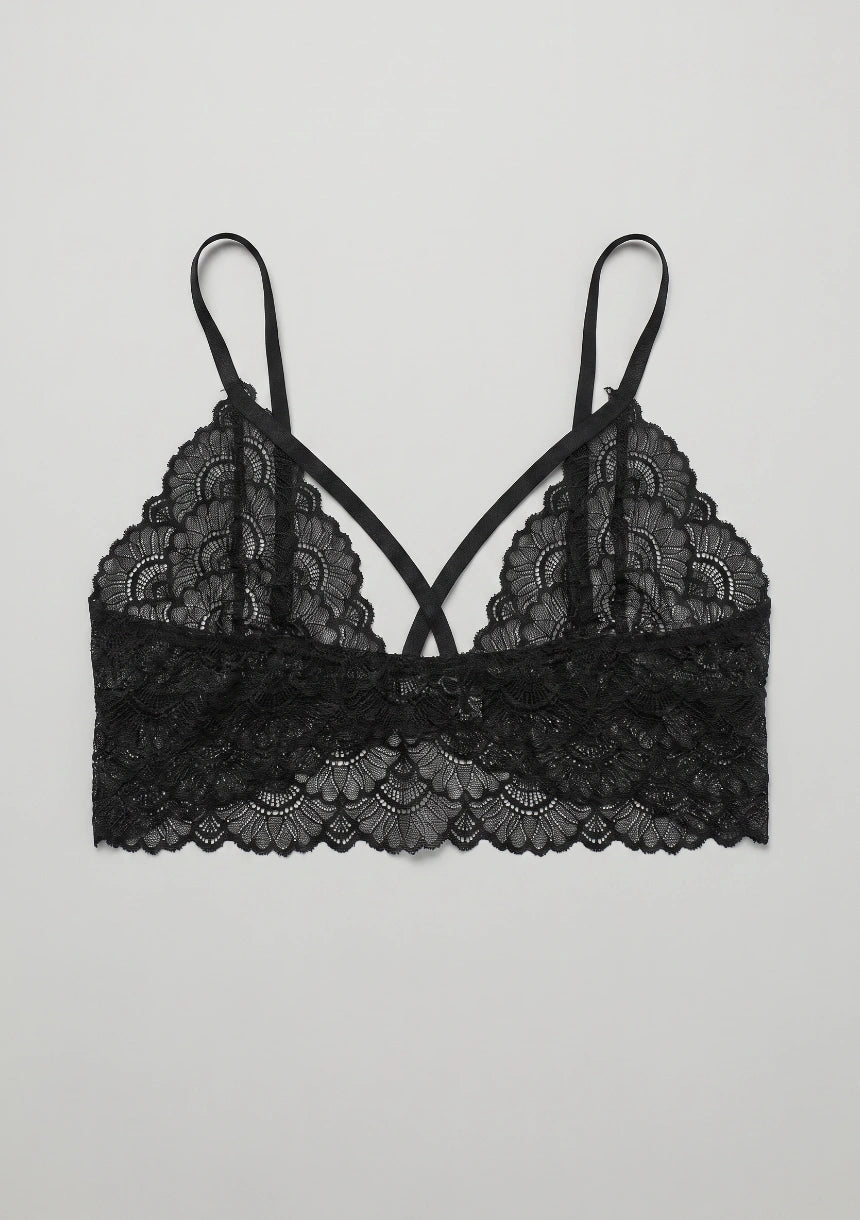 Koronkowy biustonosz bralette z paskami