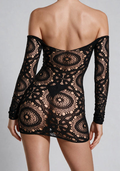 Sukienka bodystocking z odkrytymi ramionami