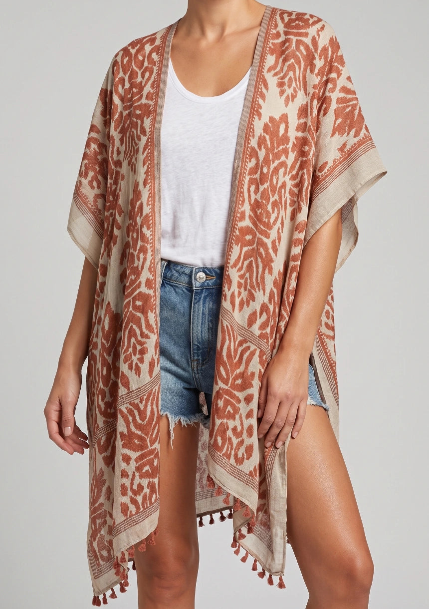 Klasyczne kimono plażowe w ornamenty