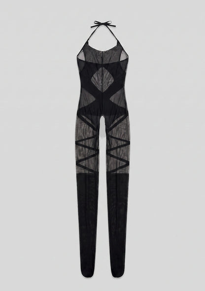 Czarne bodystocking z siateczki