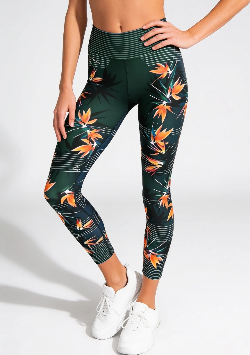 Sportowe legginsy z motywem kwiatów