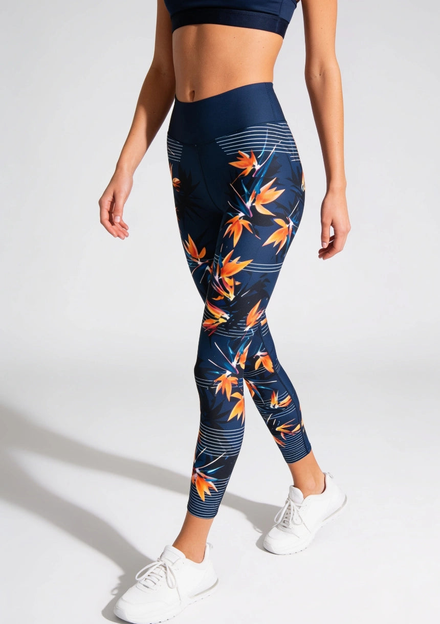 Sportowe legginsy z motywem kwiatów