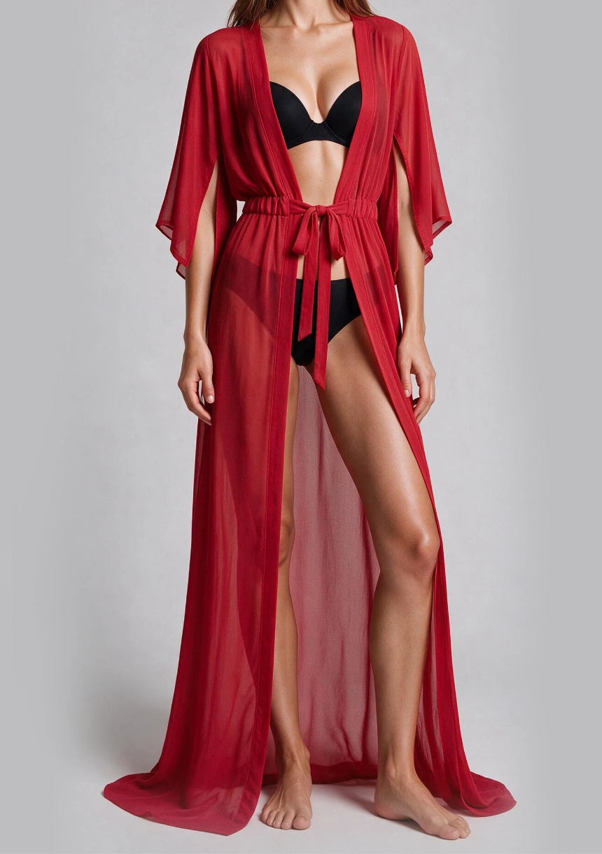 Długie kimono plażowe