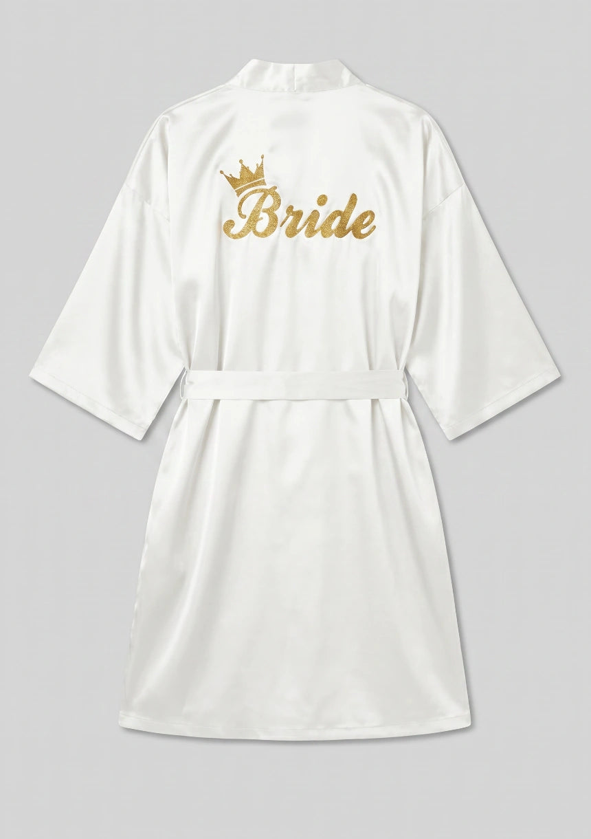 Szlafrok satynowy dla Panny Młodej z napisem "Bride"