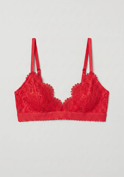 Trójkątny biustonosz koronkowy bralette w kwiatki