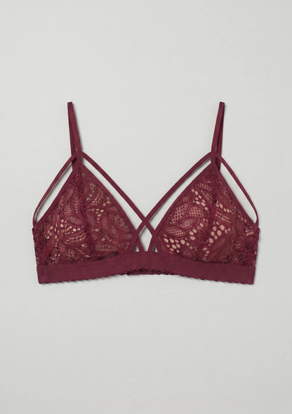Biustonosz koronkowy bralette z ozdobnymi paskami