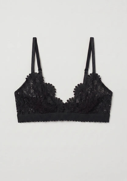 Trójkątny biustonosz koronkowy bralette w kwiatki